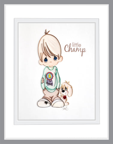 Precious Moments Quilling - Little Champ (ready-to-give)