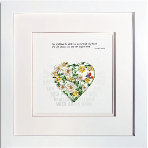 WJL Quilling - Floral Heart  14"W x 14"H
